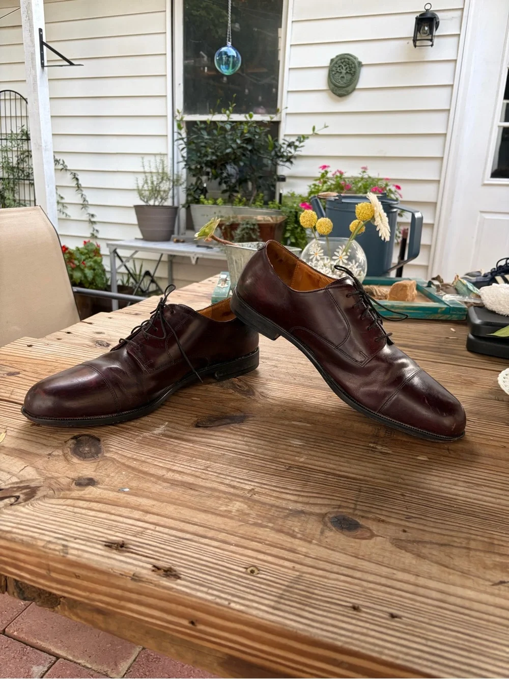 Cole Haan Men’s 13D Burgundy Oxblood Leather Cap Toe Derby Dress Shoes